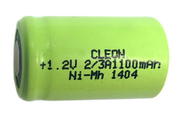 Аккумуляторный элемент NiMH 2/3 A 1,2В 2,2 Ач (химический состав: NiMh, напряжение: 1,2 вольта, емкость: 1100 мАч, размер: 2/3 A 28.5x17 мм, оболочка: пластик)