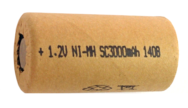 Аккумуляторный элемент NiMh SC 1,2В 3,0 Ач (химический состав: NiMh, напряжение: 1,2 вольта, емкость: 3000 мАч, размер: SC 23 х 43 мм, оболочка: картон)