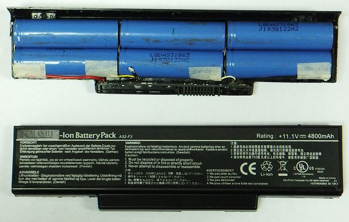 аккумулятор изготовлен из бывшие в употреблении элементов